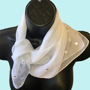 Cejon Sheer White Scarf Metallic Polka Dots